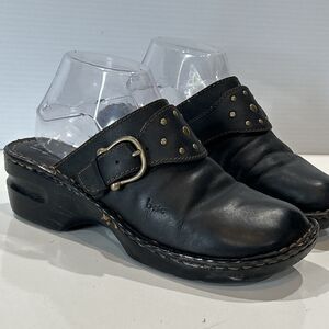 BOC Born Concept Comfort Shoes Studded Buckle Mule Clogs C43103 Black Leather 8